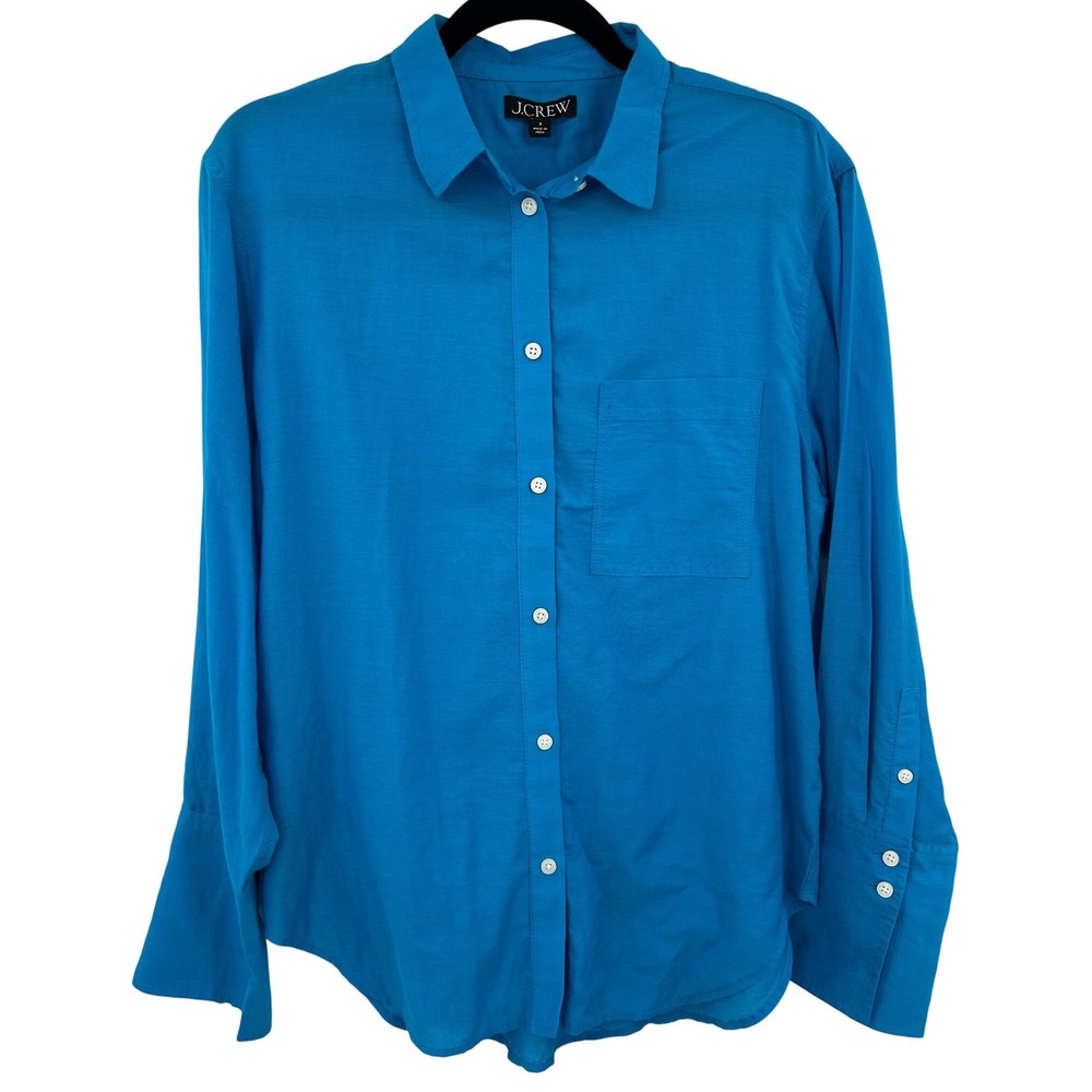 J.Crew Garçon Blue Cotton Viscose‎ Business Lightweight Button Down Shirt Sz 8